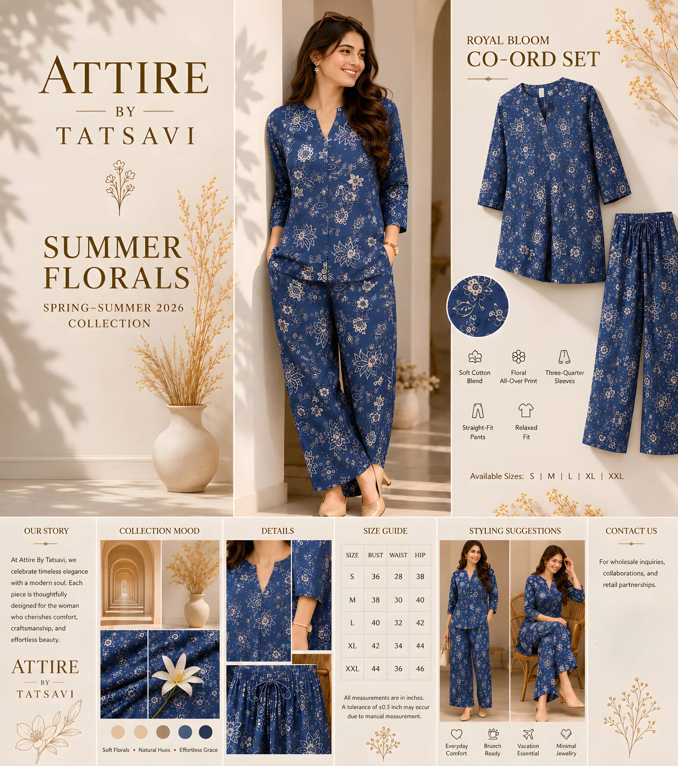 Blue Floral Co-ord Set — details & size guide