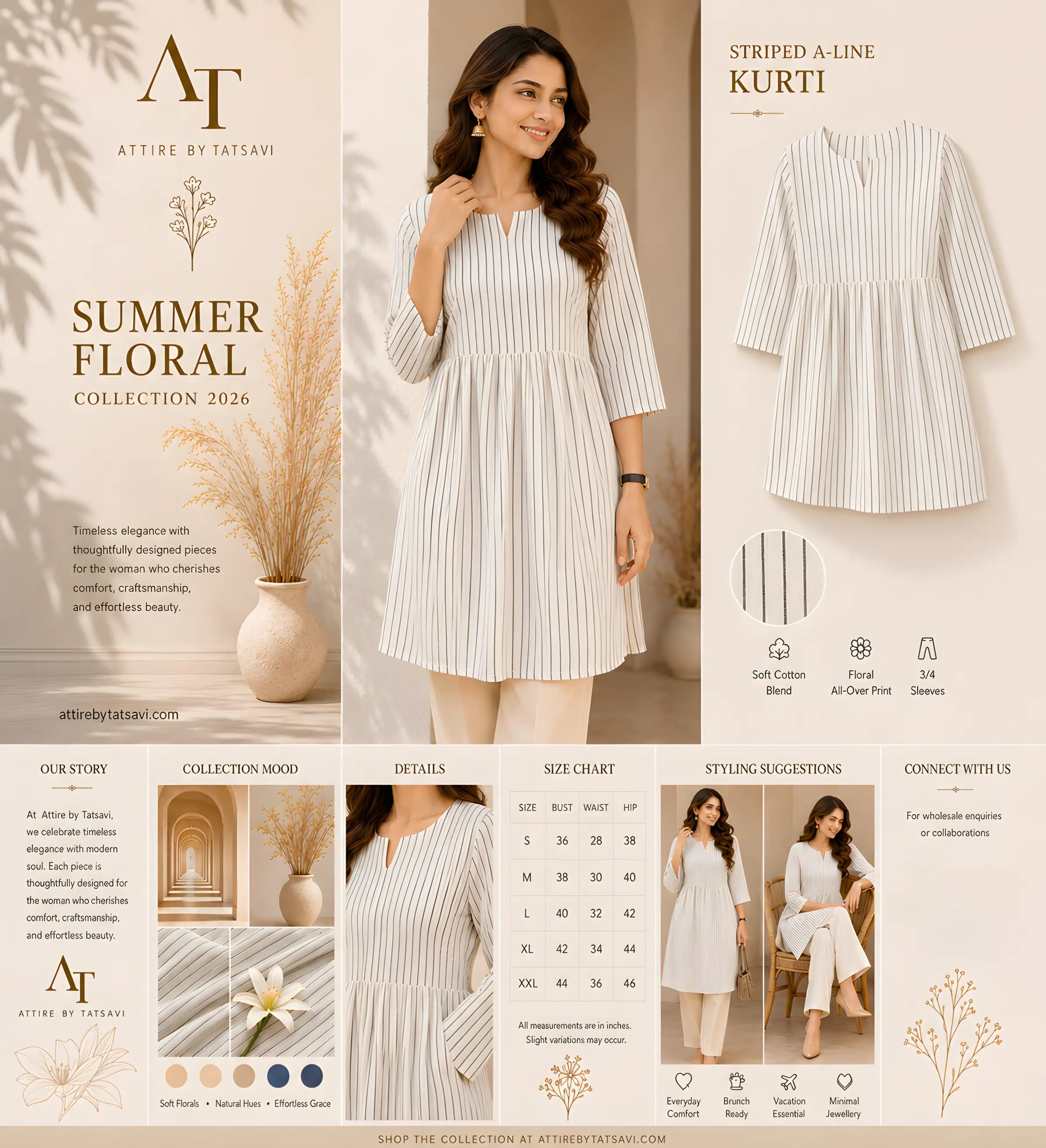 White Embroidered Top — details & size guide