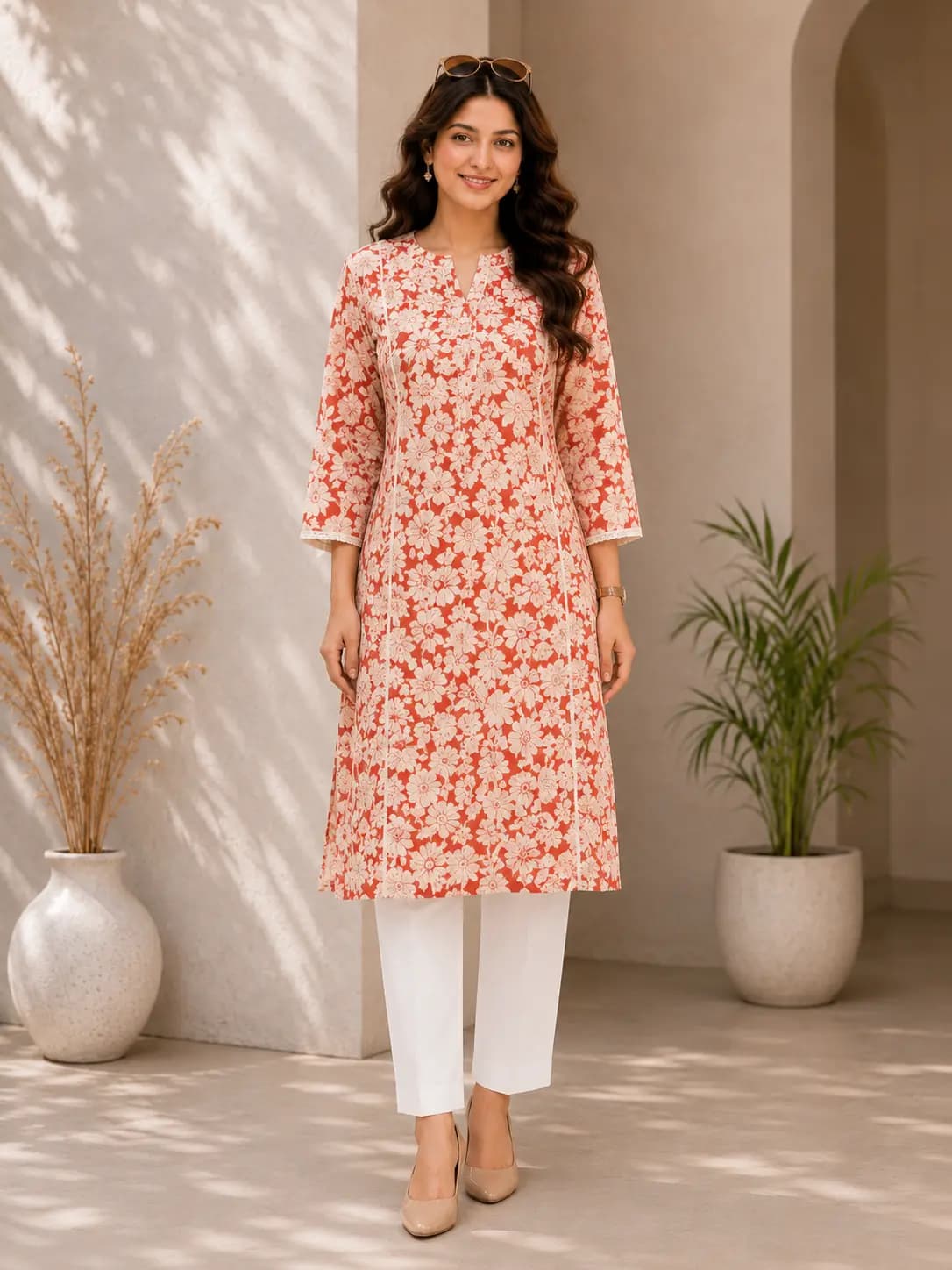 Embroidered Yoke Top