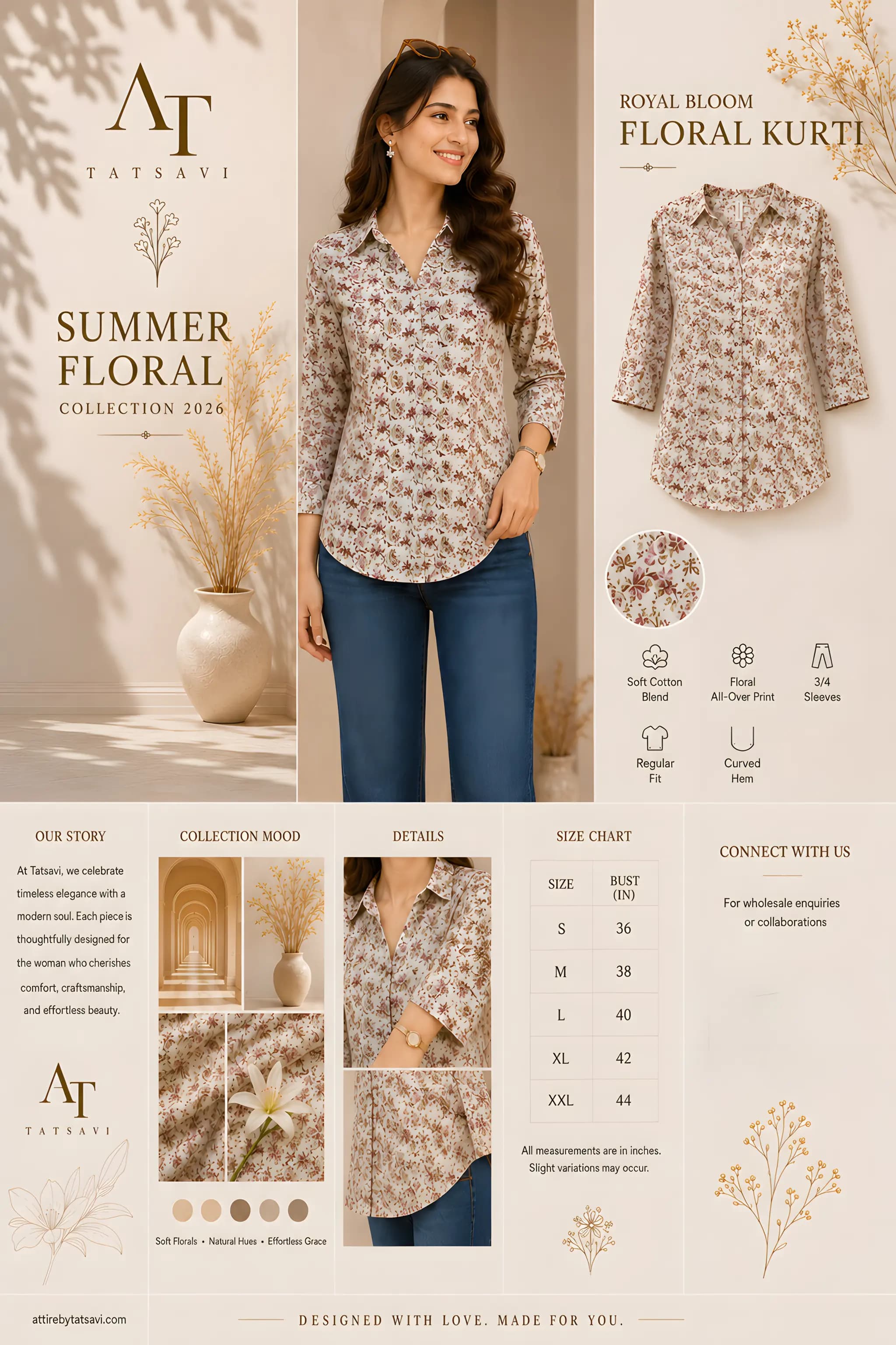 Printed Ladies Shirt — details & size guide