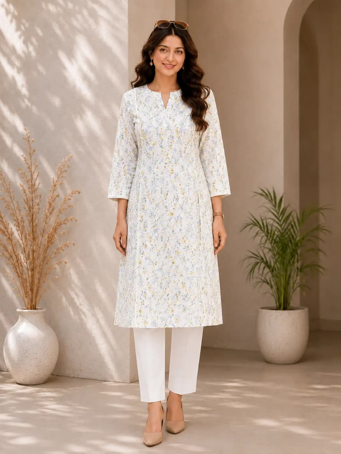 Sky Blue Long Kurti