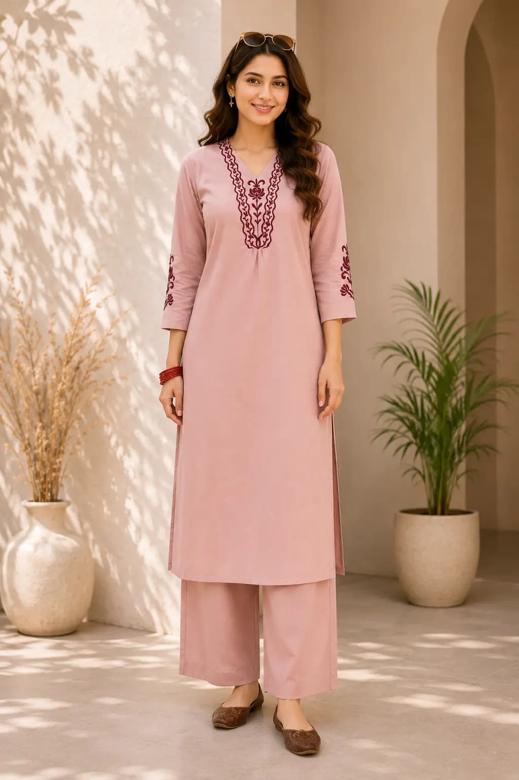 Baby Pink Embroidered Co-ord Set