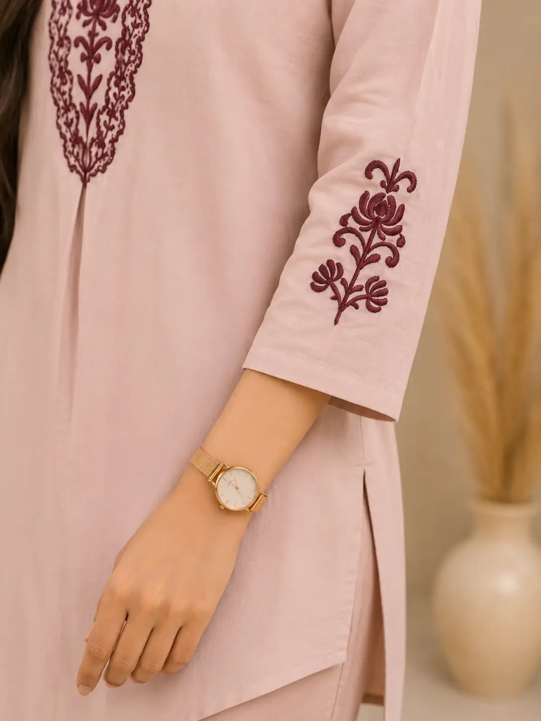 Baby Pink Embroidered Co-ord Set — view 3
