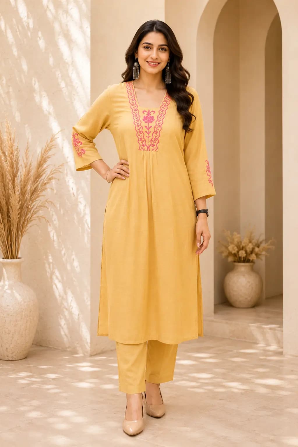 Yellow Embroidered Co-ord Set