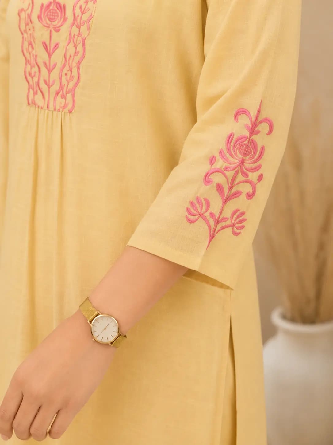 Yellow Embroidered Co-ord Set — view 3
