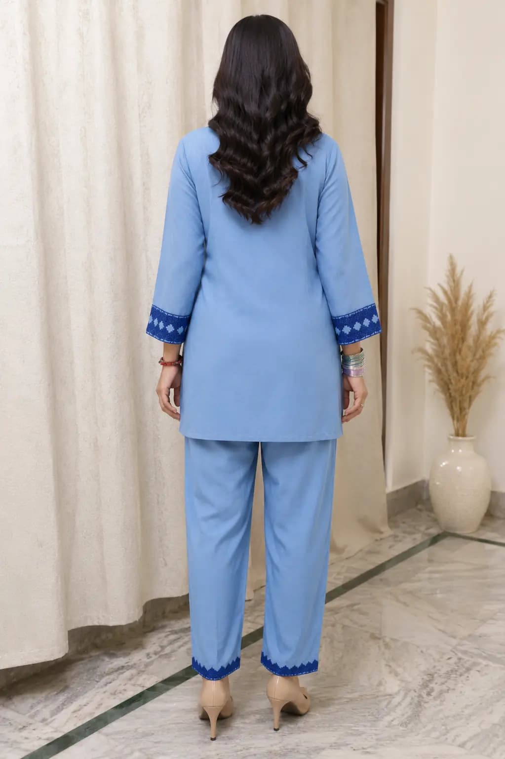 Blue Embroidered Co-ord Set