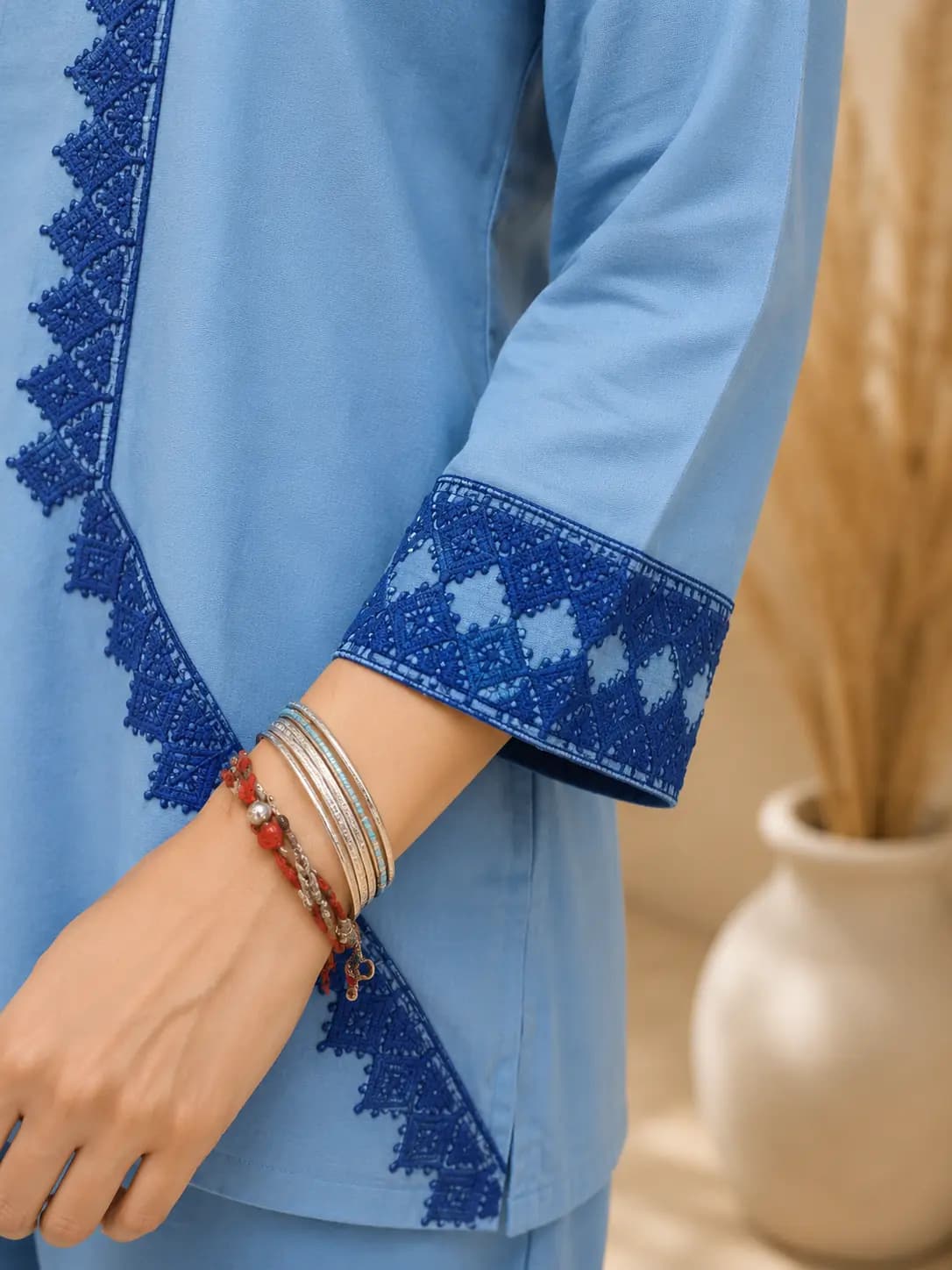 Blue Embroidered Co-ord Set — view 3