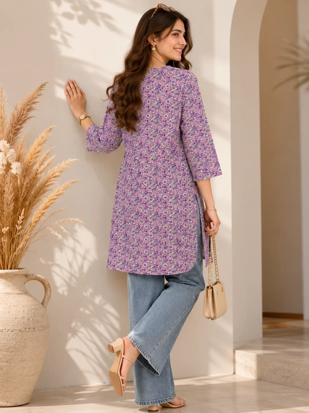 Pink Collar Button Top