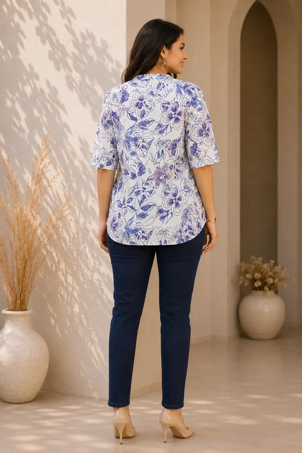 White Fold-Sleeve Top