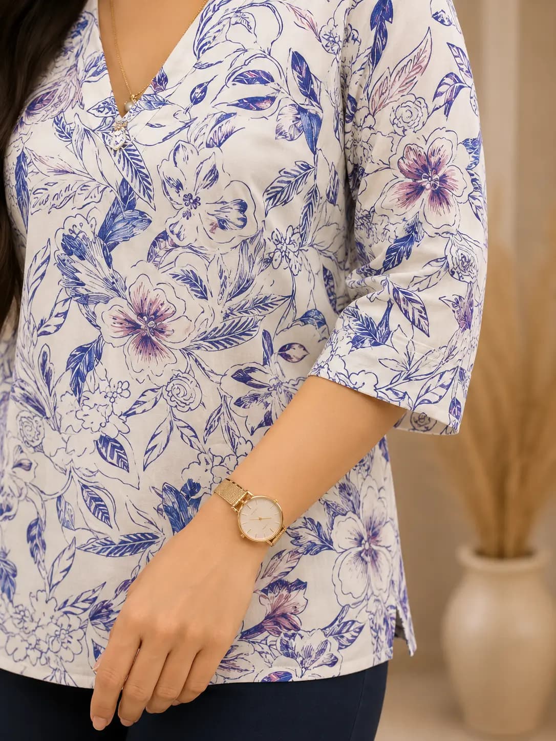 White Fold-Sleeve Top — view 3