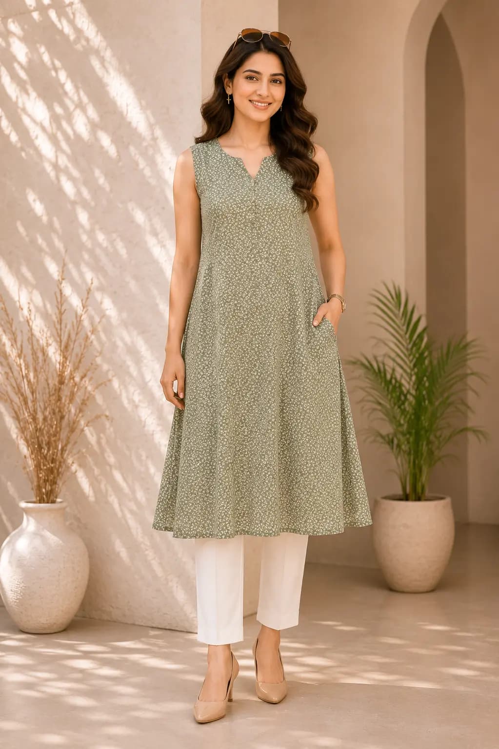 Green Printed Dress