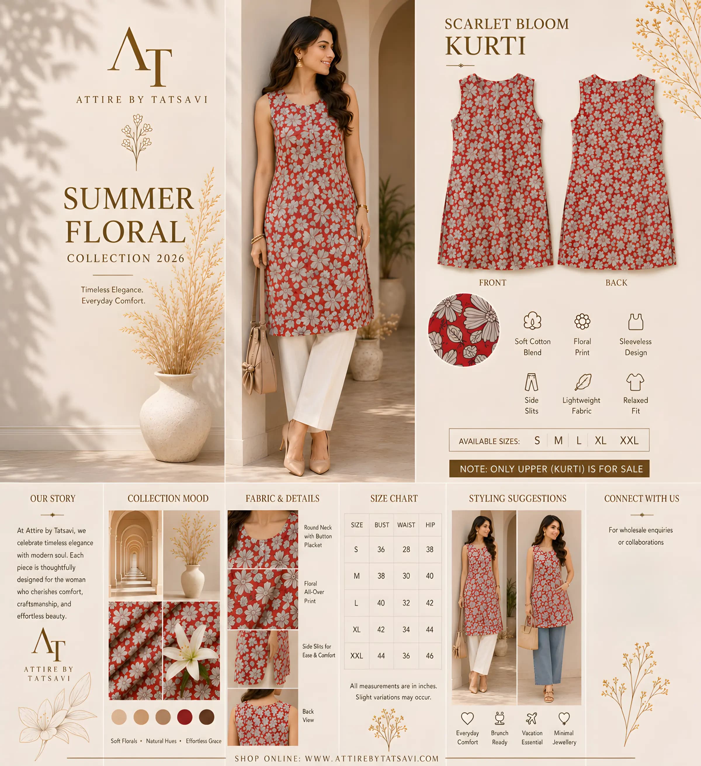 Red Printed Dress — details & size guide