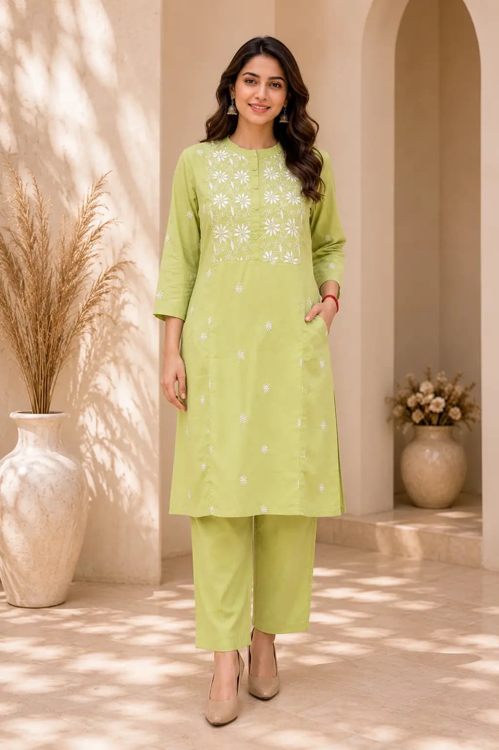 Green Embroidered Co-ord Set