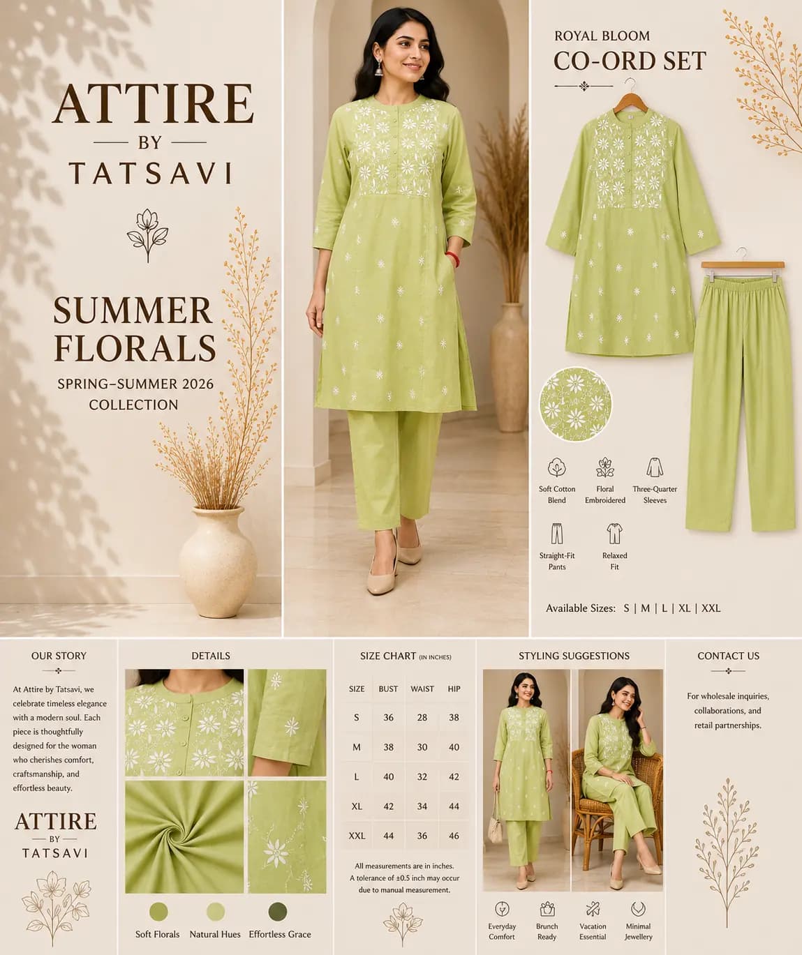 Green Embroidered Co-ord Set — view 4