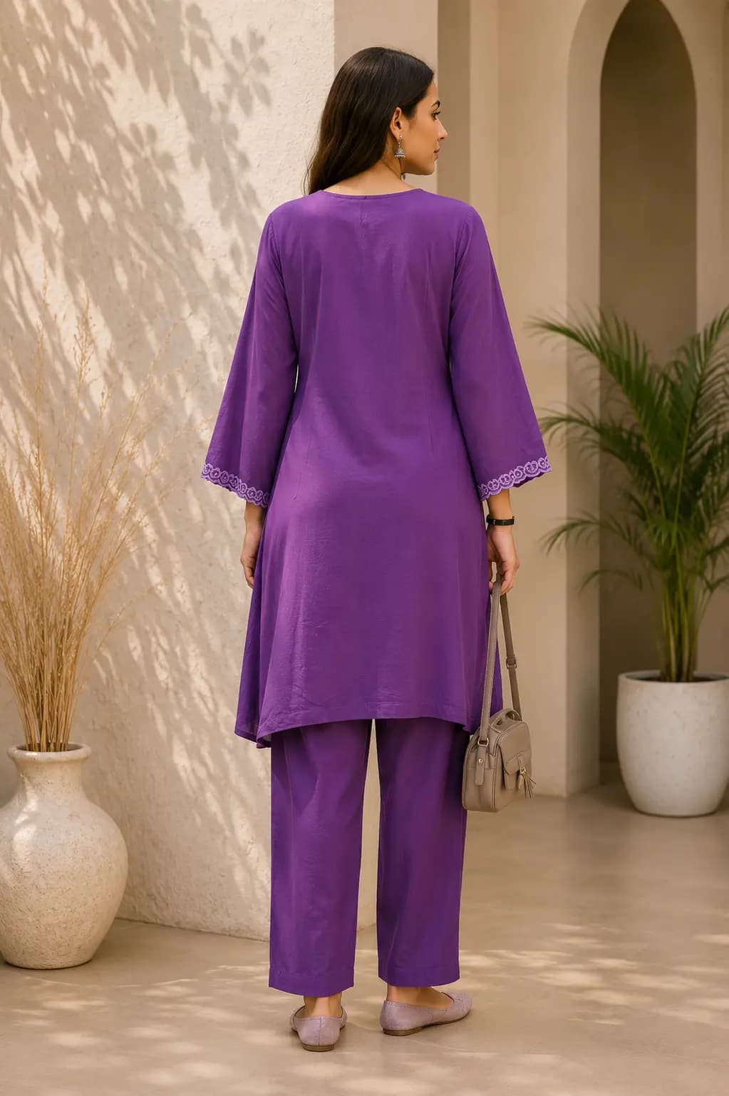 Purple Embroidered Co-ord Set