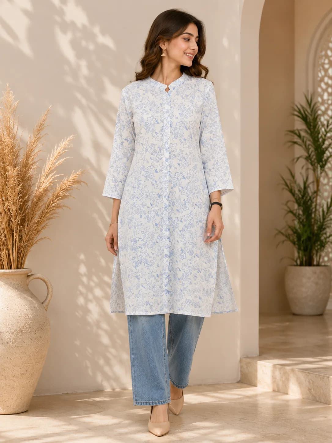 White Long Kurti — view 4