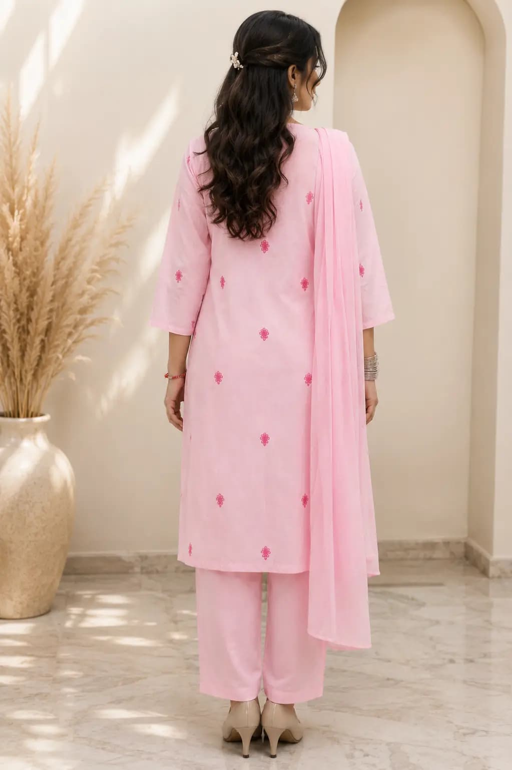 Baby Pink Embroidered 3-Piece Set