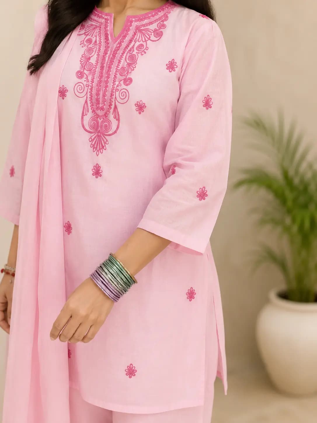 Baby Pink Embroidered 3-Piece Set — view 3