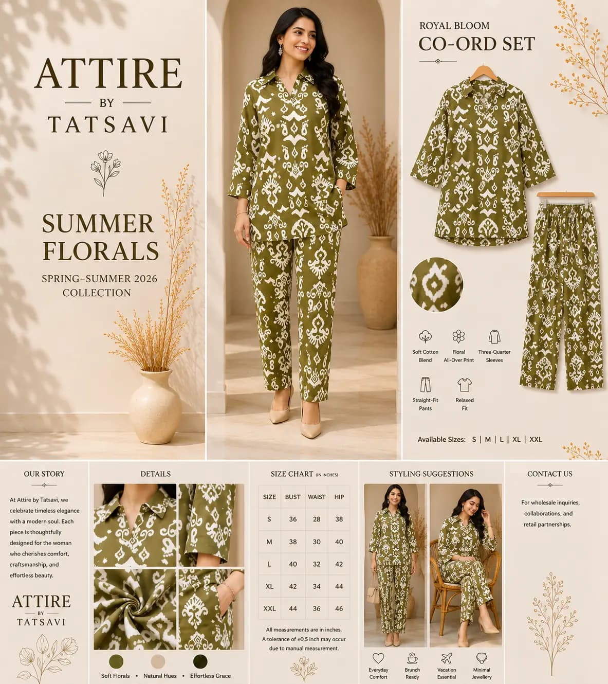 Olive Ikat Co-ord Set — view 4
