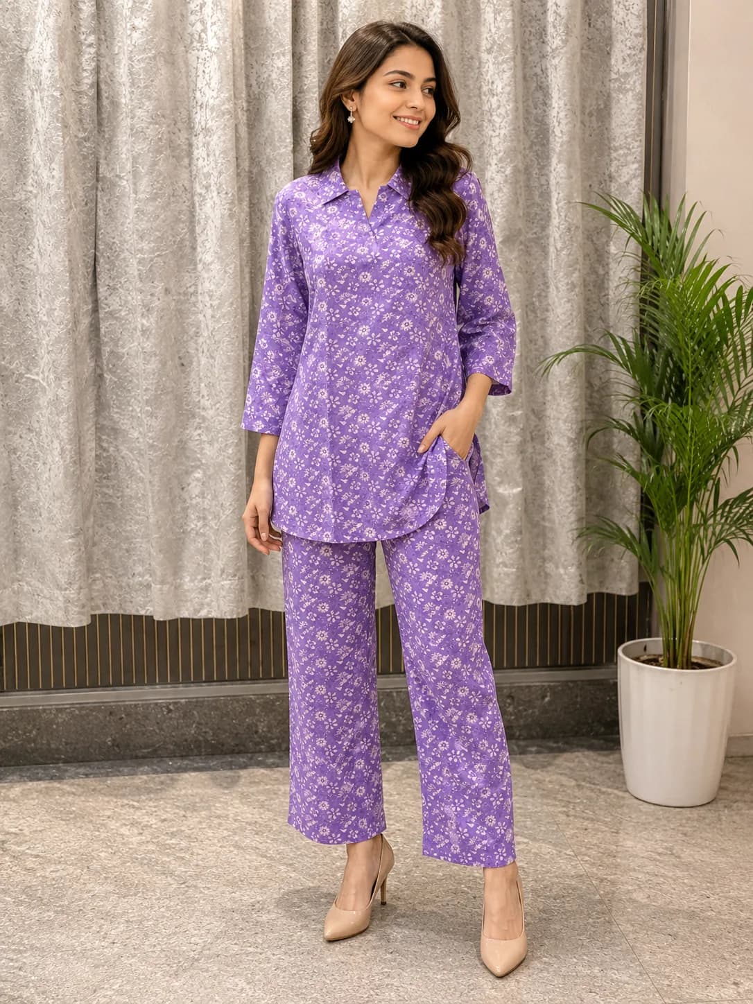 Purple Printed Co-ord Set