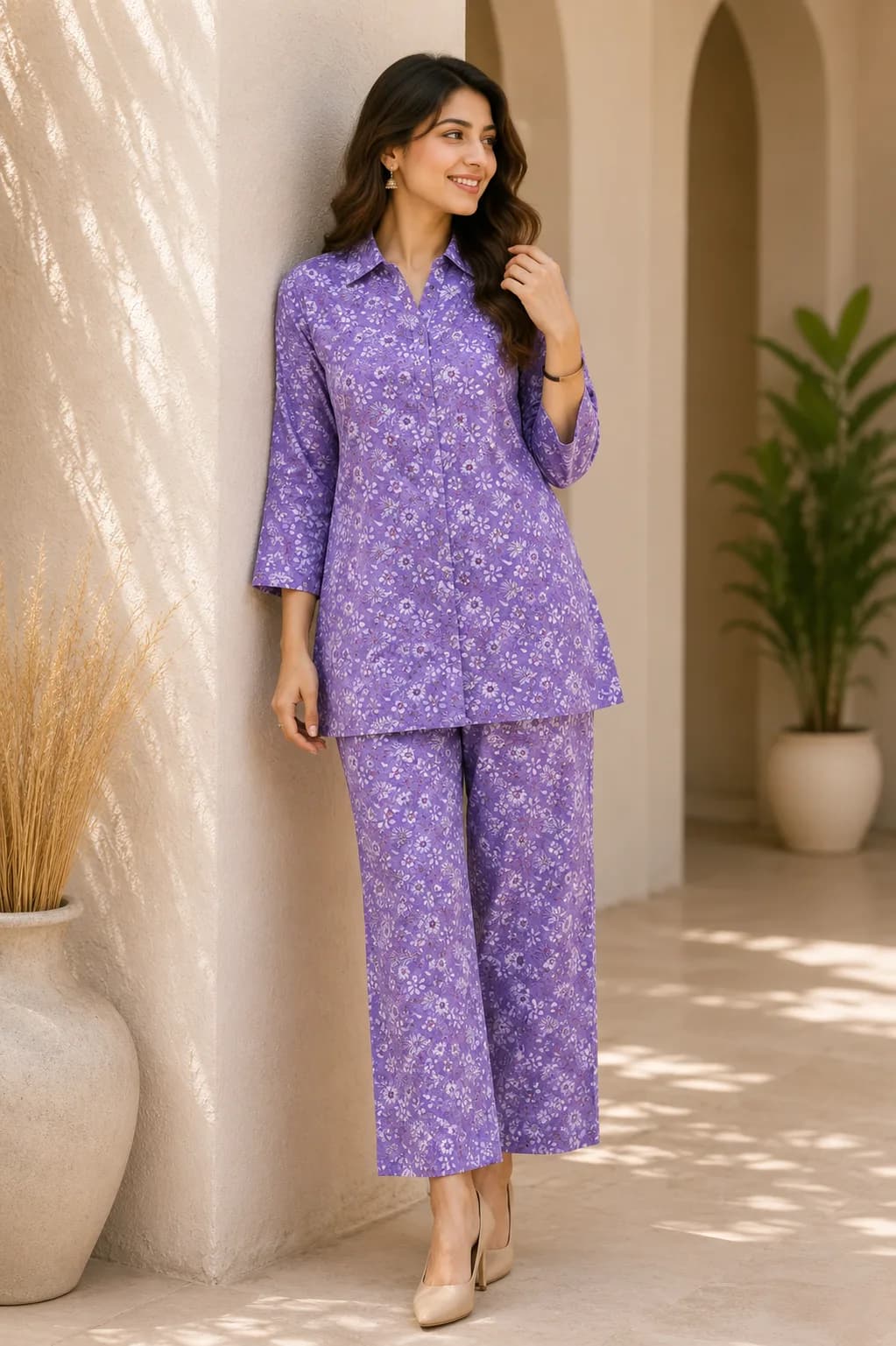 Purple Printed Co-ord Set — view 3