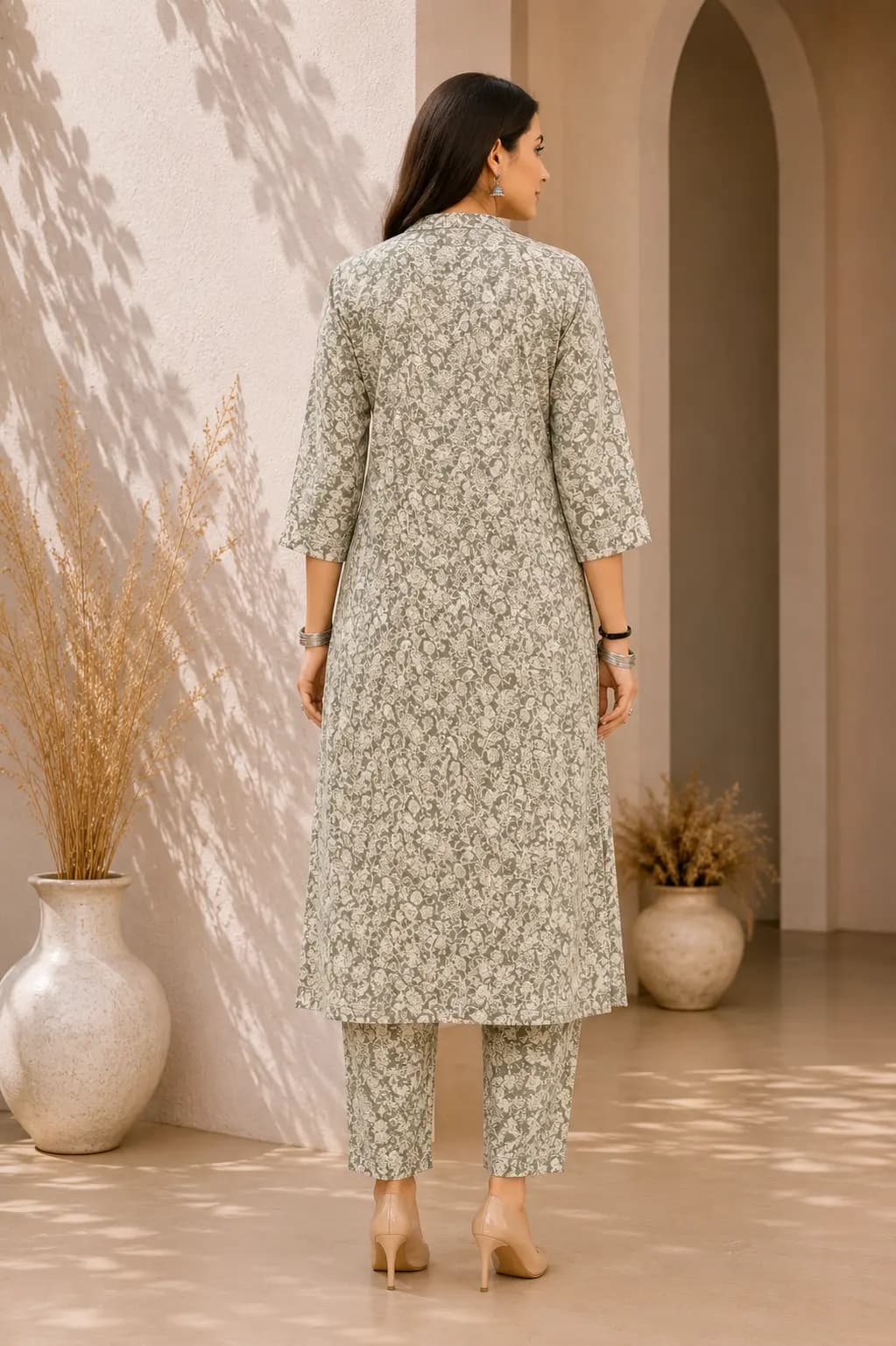 Green Printed Two-Piece Set