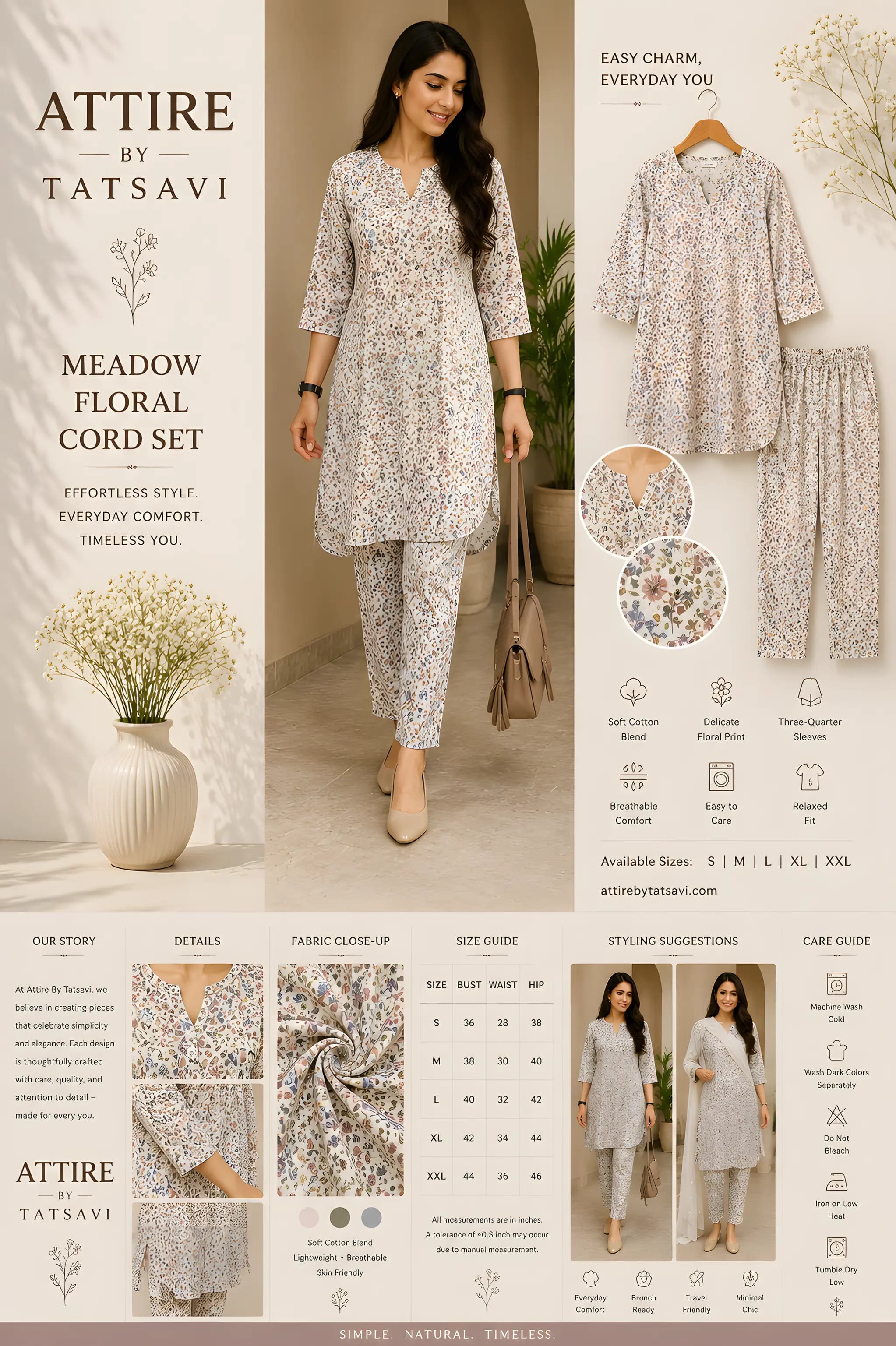 White Printed Two-Piece Set — details & size guide