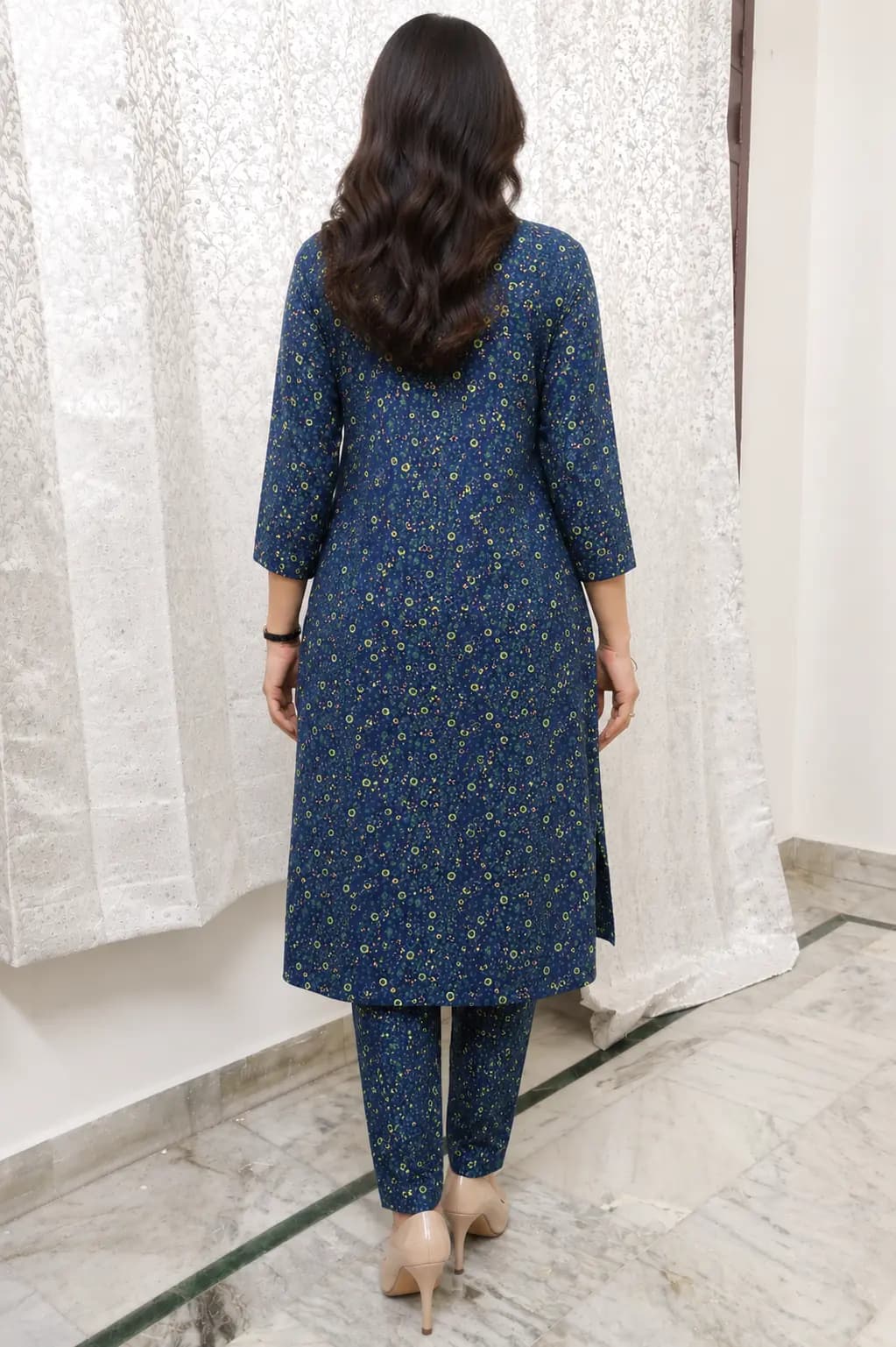 Navy Blue Floral Co-ord Set