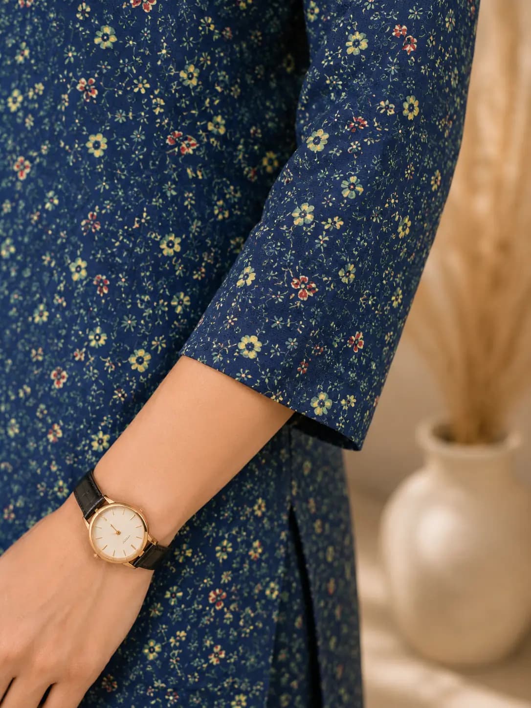 Navy Blue Floral Co-ord Set — view 3