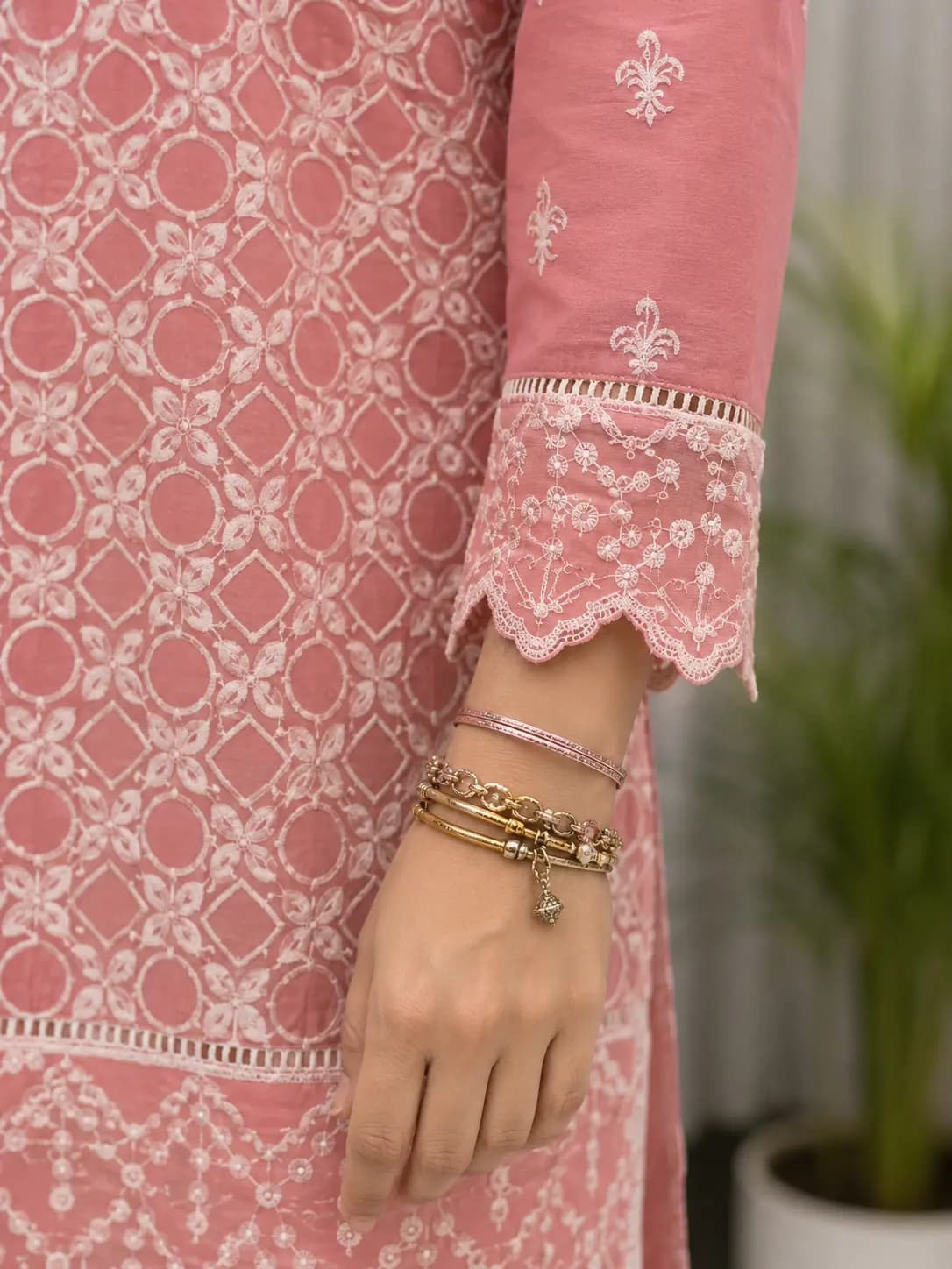 Pastel Pink Embroidered Short Kurti — view 3