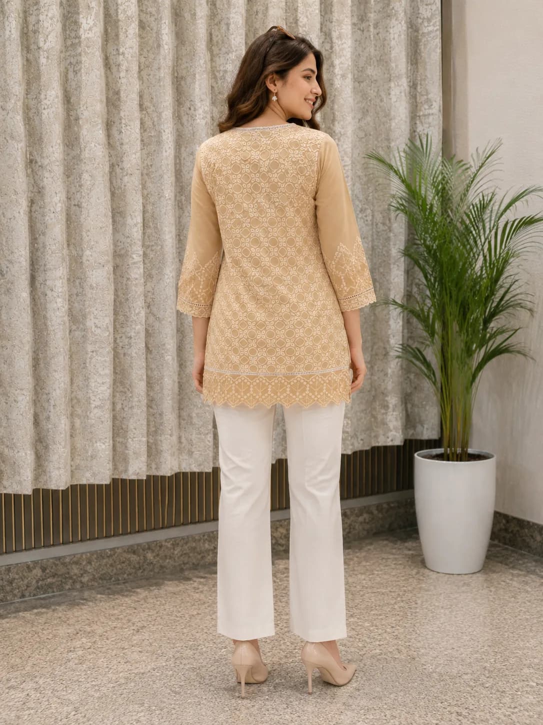 Pastel Yellow Embroidered Kurti