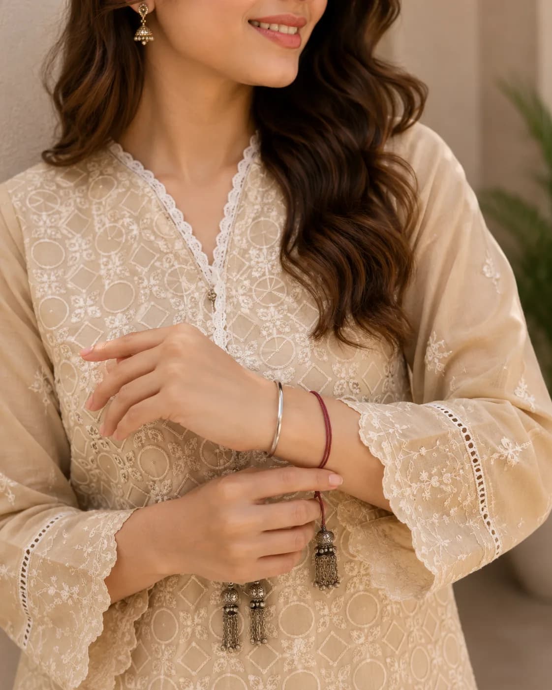 Pastel Yellow Embroidered Kurti — view 3