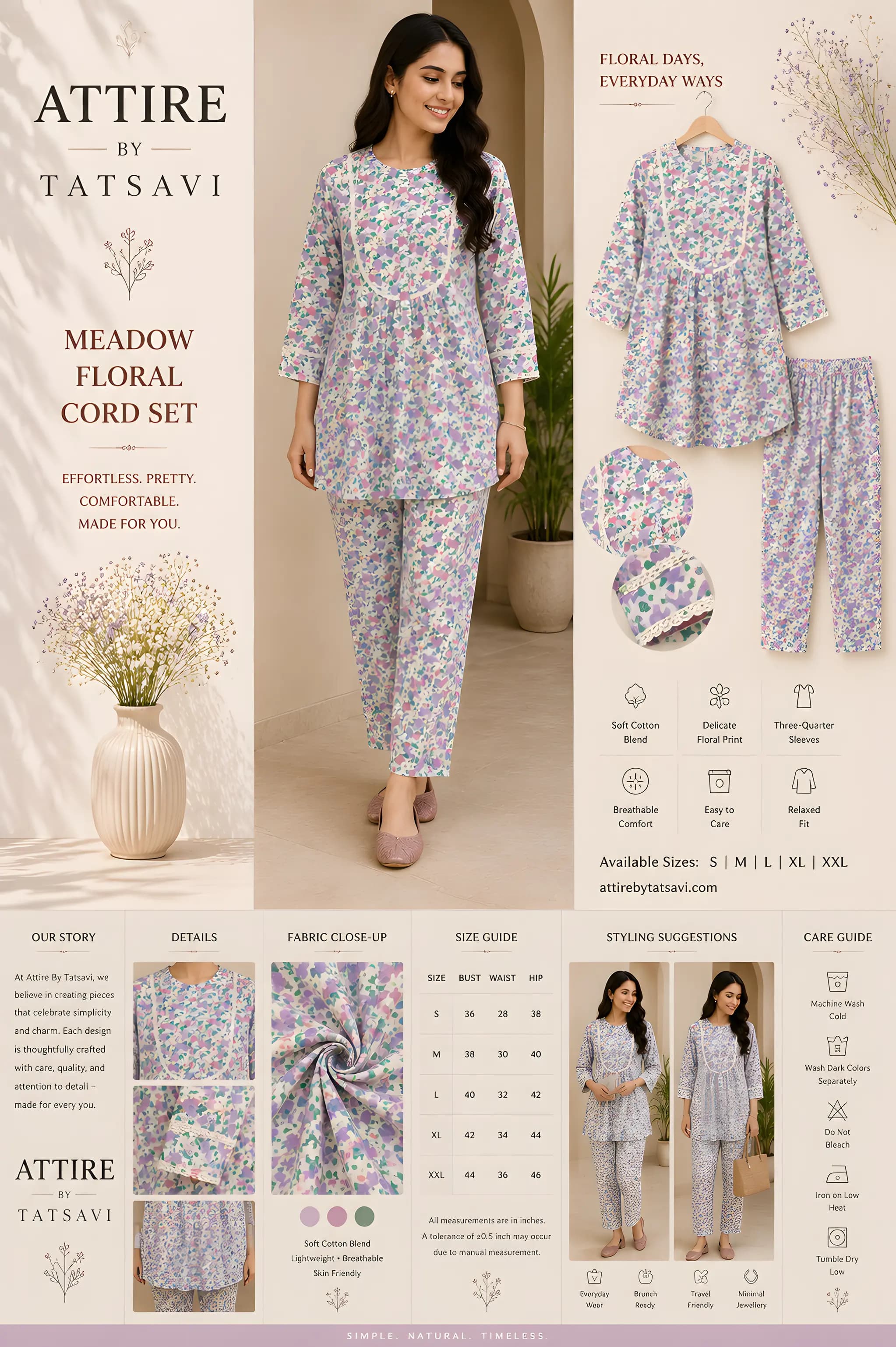 Multi Printed Cord Set — details & size guide