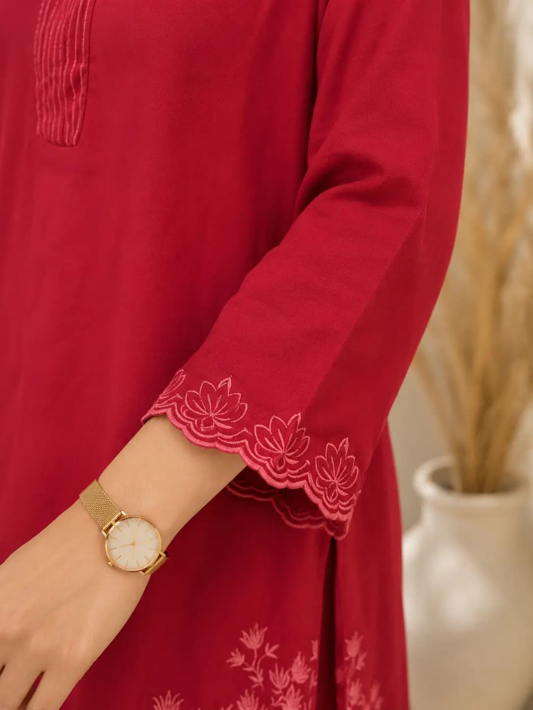 Maroon Embroidered Co-ord Set — view 3