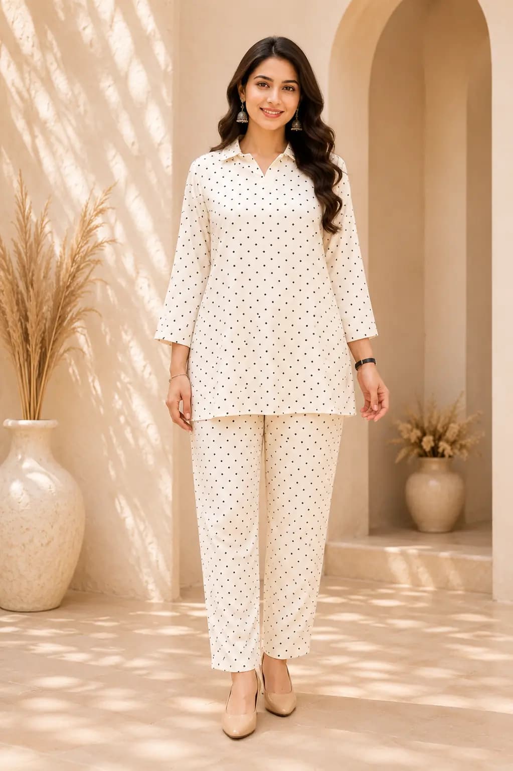 White Polka Dot Co-ord Set