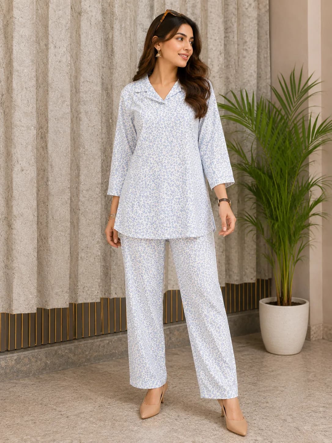 Blue Plus-Size Co-ord Set