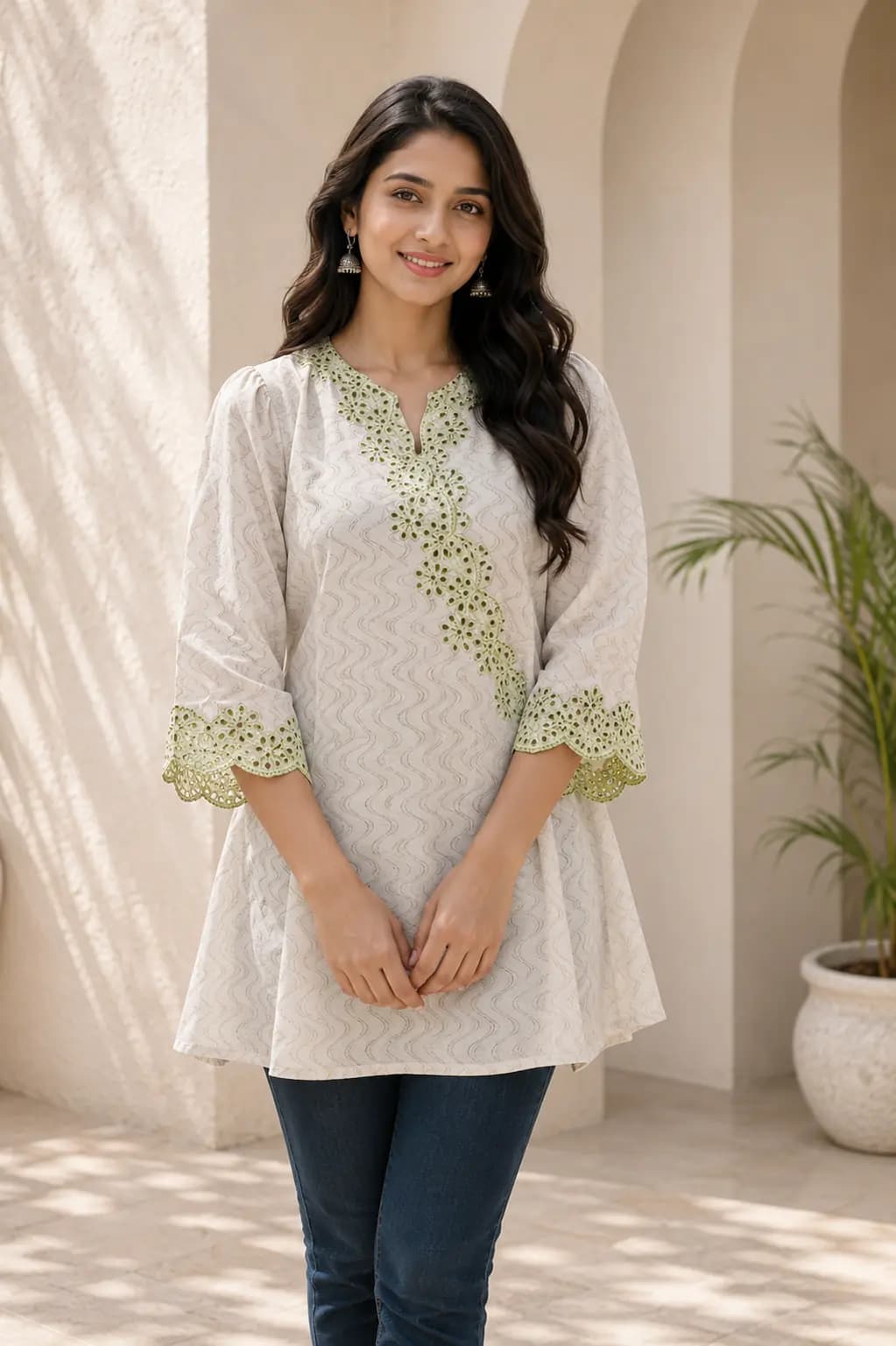 Multi Embroidered Yoke Top