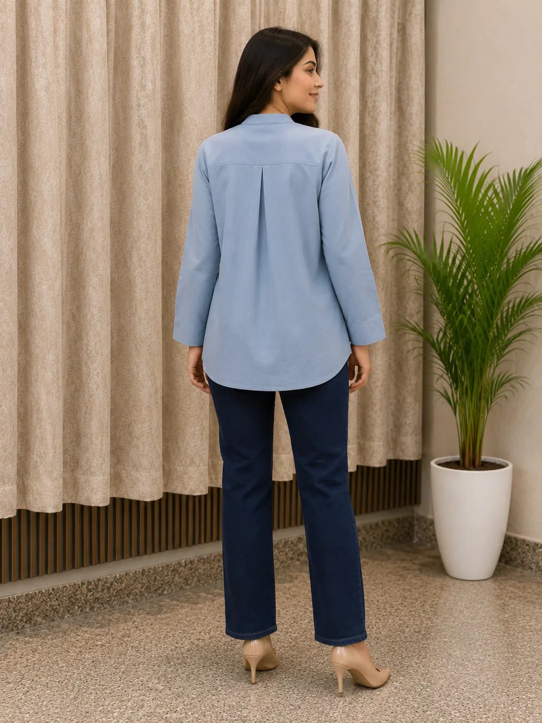 Sky Blue Embroidered Top